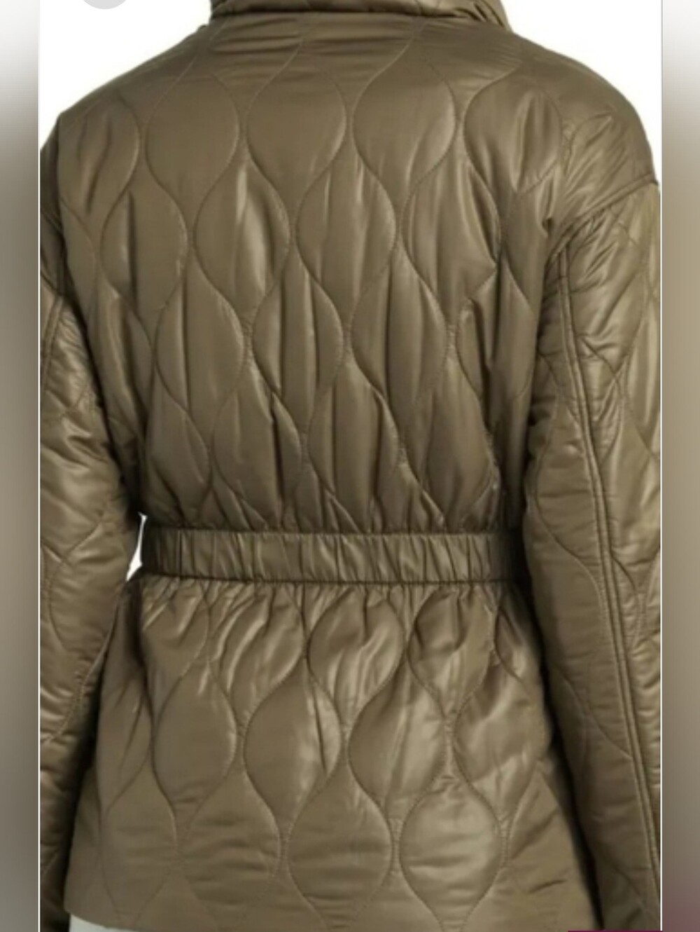 kate spade Olive Color Onion Quilted Drawstring Waist Puffer Jacket M - Picture 6 of 7